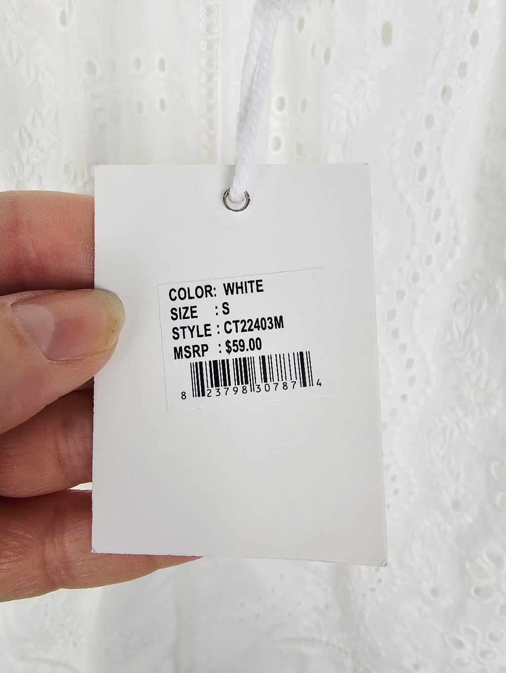Jennifer & Grace White Embroidered Eyelet Top NWT - Picture 5 of 12